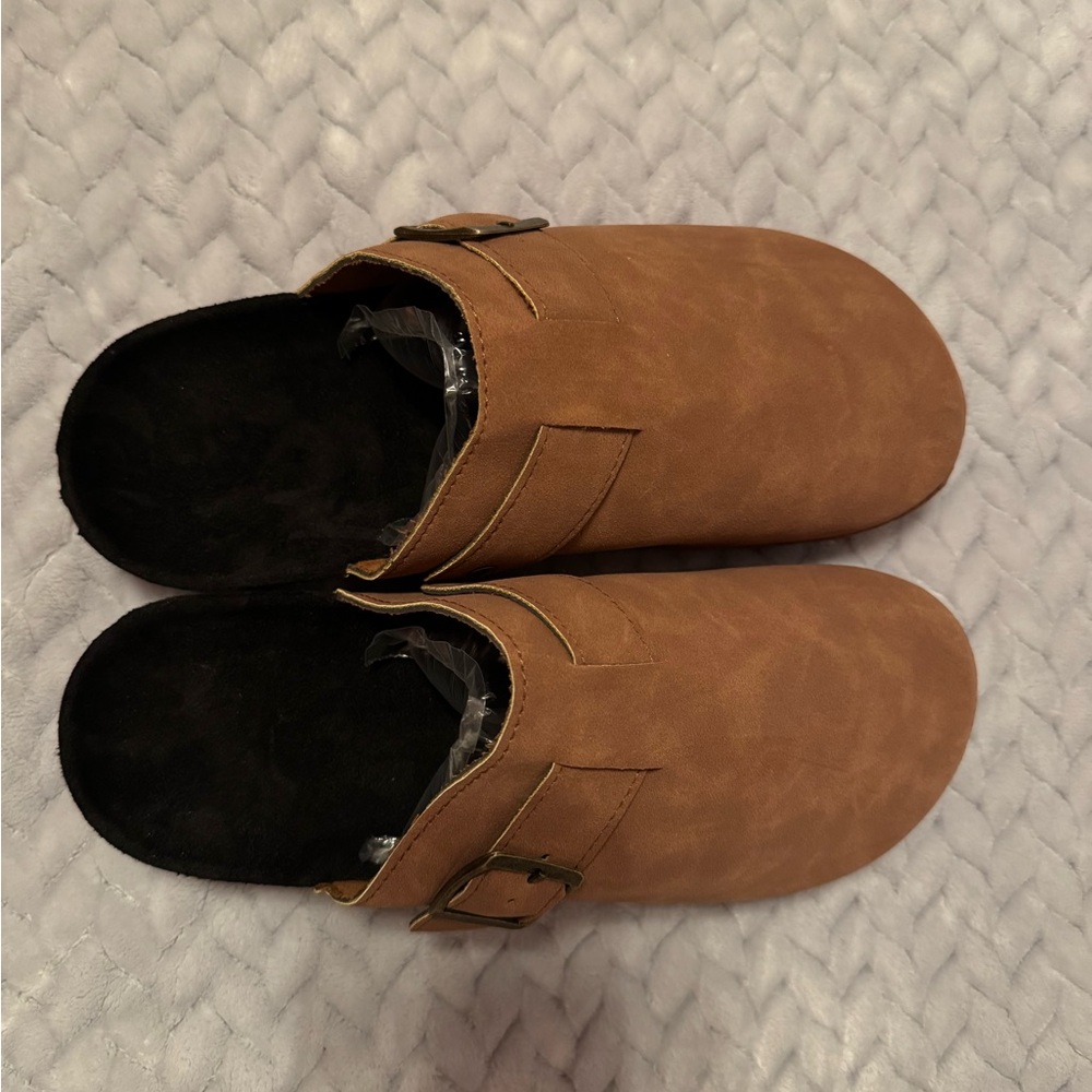 Brown clogs